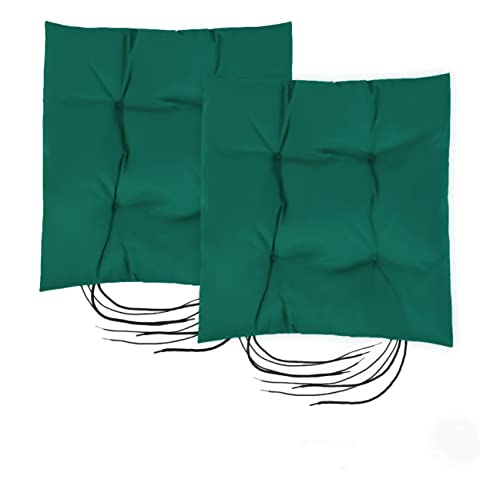 Gartenista Gartenstuhl Sitzpolster mit sicheren Bändern | Wasserabweisend Dickes Qualität | Rutschfreies Hollowfibre Füllpolster | Großartig für Innen und Außen | Leicht und langlebig | (Grün, 2)