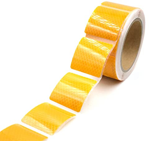 XFXIA Sicherheit Reflektierende Aufkleber gelb Segmentiert Warnung Reflektierendes Klebeband Selbstklebendes Reflektorband Aufkleber für Fahrzeug Fahrrad Motorrad Kinderroller und Helme (10m/Rolle)