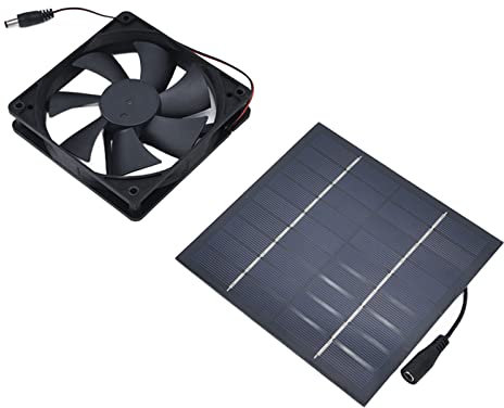 Solar panel ventilador, ventilador polivalente panel solar estable 3000 rpm 10W 12V 2A para gallineros