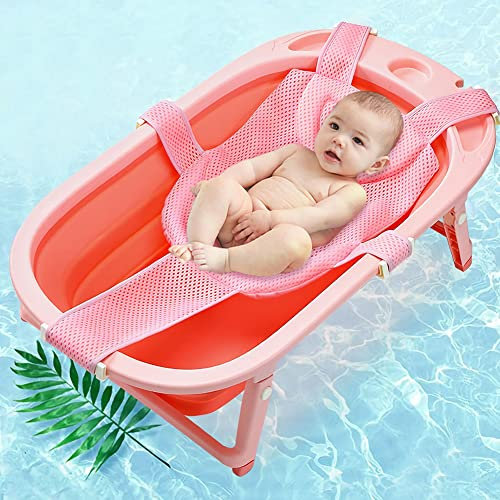 Cojín de malla para bañera de bebé, cojín de malla para asiento de baño, inserto de red para ducha, almohadilla antideslizante para bañera para niños pequeños (0-18 meses)