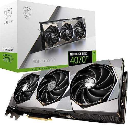 MSI GeForce RTX 4070 Ti SUPRIM 12G Gaming Grafikkarte - NVIDIA RTX 4080, 12 GB GDDR6X Speicher