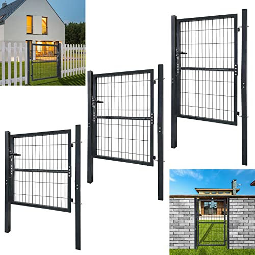 Yznahre 150x100cm Gartentor Zauntor Gartentür Gartentore aus Verzinktem Stahl, Anthrazit Gartenpforte Einfahrtstor Hoftür inkl. Türklinke Schloss und Schlüsseln