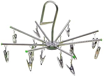 1 secador de calcetines de acero inoxidable, secador de calcetines giratorio colgante a prueba de viento, secador de calcetines plegable, se puede utilizar para secar calcetines, ropa de bebé