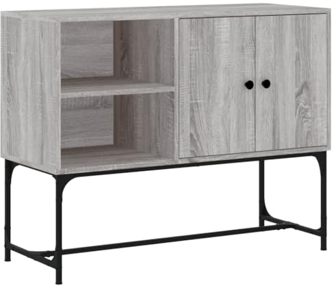 vidaXL Sideboard, Kommode mit viel Stauraum, Mehrzweckschrank Anrichte für Wohnzimmer, Schrank Beistellschrank Metallbeine, Industrie-Stil, Grau Sonoma Holzwerkstoff