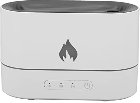 GFRGFH Flammen-Kamin-Luft-Aroma-Diffusor Für ätherische Öle, 250 Ml, Flammen-Diffusor, USB, Persönlicher Desktop, Geräuschlos, Kühler Nebel, Luftbefeuchter Für Schlafzimmer Und Zuhause(Weiß)