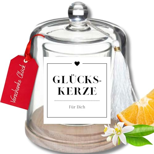 Duftkerzen im Glas - Entspannung Geschenk mit Orangenblütenduft als Wellness Danke Geschenk mit Spruch - beste Freundin/Frauen Kleine Home Geschenkidee (Glückskerze)