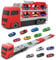 Cugybue Transport Truck Toys Cars,Truck Toys for Kids 3-8,Portable Race Track Truck Toy Car with 12 Race Cars,Best Present Carrier Truck Vehicles Toys Set for Kids Boys Girls,Red