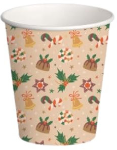 SOLEPLASTIC Bicchierini Caffè Carta Natalizi 75 Ml Bicchierini Caffè Biodegradabili 200 Pz