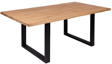 Krok Wood Esstisch Dublin aus Massivholz mit Metallbeine (Eiche, 200 x 100 x 75 cm)