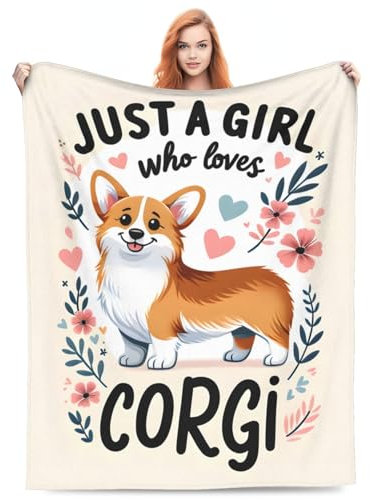amepay Coperta Corgi Just a Girl Who Loves Corgis in flanella, regalo per gli amanti dei cuccioli di Corgi, morbida e leggera, per decorare la casa, divano, letto, 127 x 101 cm