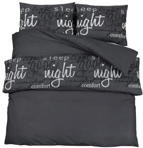 vidaXL Bettwäsche Set, Bettbezug in elegantem Look, Deckenbezug Kissenbezug mit verstecktem Knopfverschluss, Bettdeckenbezug Duvetbezug, Schwarz 220x240cm Baumwolle