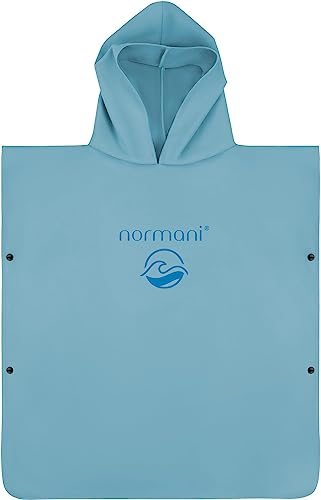 normani Kinder-Badeponcho Strandponcho - Handtuch-Poncho aus 100% natürlicher Bio-Baumwolle Handtuch Cape Badetuch mit Kapuze für Jungen und Mädchen ab 2 Jahren Farbe Blau Größe 75 x 90 cm