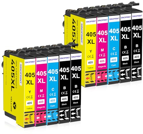 SINOPRINT 405XL Multipack Kompatibel für Epson 405 XL Druckerpatronen für Workforce Pro WF-3820 WF-3825 WF-4820 WF-4825 WF-4830 WF-7830 WF-7835 WF-7840 (4 Schwarz 2 Cyan 2 Magenta 2 Gelb)