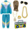 FORMIZON 80er Jahre Outfit Herren Damen, 8 in 1 Vokuhila Set mit Assi Perücke, 80er Outfit für Fasching Karneval, 80er Trainingsanzug mit Aufblasbares Radio, Sonnenbrille Dollar Ring Halskette (L)