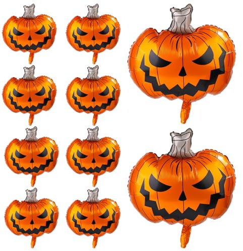 10 Stück Halloween Kürbis Ballons, 75x62cm Groß Ballons Halloween Gruselig Folienballons Halloween Dekorationen Partyzubehör für Halloween Party Dekorationen
