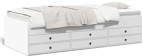 JUDYY Tagesbett mit Schubladen Weiß 100x200 cm Holzwerkstoff, Bett, Bettgestell, Jugendbett, Schlafzimmer Bett, Bed Frame -3280867