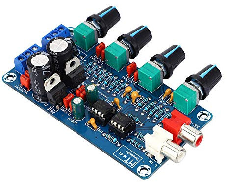 NE5532 HIFI Stereo Preamplifier, Board Treble Mediant Bass Volume Control Amplifier, Dual AC 12V-18V, Includes 10X Preamp,Op Amp IC Socket, PCB Size: 112x68x23mm,Installation