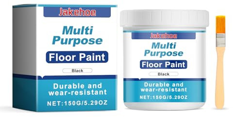 2Pcs Universal Floor Paint,Hardwearing Industrial Floor Coating, Non Slip Floor Paint Multi Surface Concrete Brick Stone Wood Metal Floors Workshops Factory Steps Showroom Garage Floors 300ml (Black)