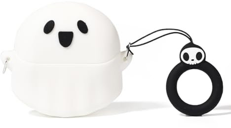 TAOCHEN Case for Samsung Galaxy Buds 3 and for Galaxy Buds 3 Pro Earbuds (2024) with Carabiner, Silicone Charging Protective Cover with Cartoon Skin Design for Man Woman Teen (WTghost)