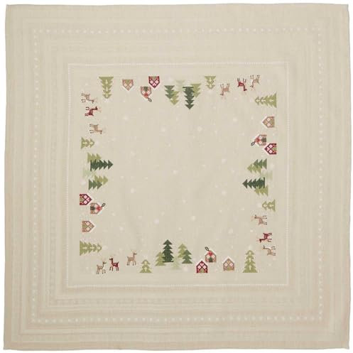 Stickpackung Gezählter Kreuzstich, Tischdecke Winterlandschaft, 90x90cm