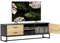 HOMCOM Meuble TV Meuble télé Bois Banc TV pour téléviseur jusqu'à 60 Pouces avec Placard, Compartiments Ouverts, 2 tiroirs, étagère réglable et Passe-câbles pour Salon Chambre à Coucher, Bois Naturel