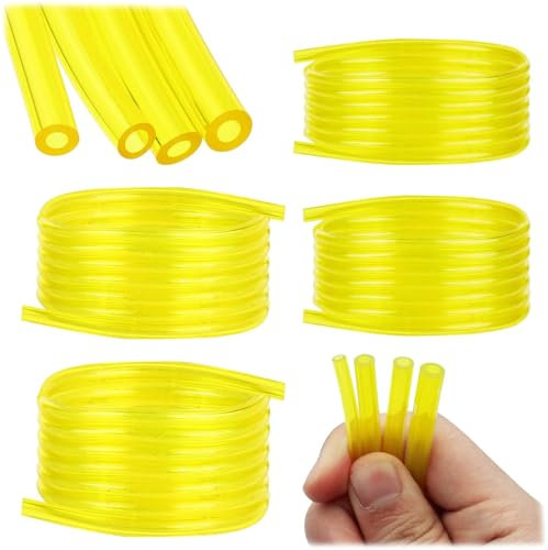 Tkxjry 4 Pezzi Set di Tubi Carburante Benzina, Tubo benzina 2mmx3.5mm, 2.5mmx5mm,3mmx5mm,3mmx6mm, Flessibile Carburante, Tubo dell’Olio Diesel, per motoseghe, soffianti, idropulitrici(giallo)