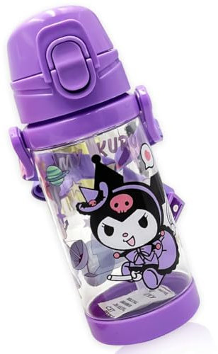 DKLQXCE Kuroomi Trinkflasche, Kinder-Wasserflasche mit Strohhalm, 450ml Trinkflasche Kunststoff Kuroomi Sport Wasserbecher Wasserflasche Schule Wiederverwendbare Wasserflasche Auslaufsicher