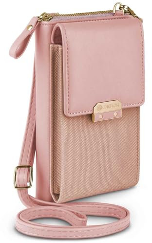 ONEFLOW Bliss Purse - Custodia a tracolla per Apple iPhone 15 Plus, con portafoglio, con portafoglio e scomparto per cellulare, piccola borsa, rosa