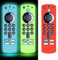 (3 Pack) CLVIZCXOM Silicone Remote Cover for F-ire sti-ck 3rd Gen with Alexa Voice Remote 4K, F-ire TV S-tick Cover, Anti Slip Shockproof Silicone Protective Case(Red + Glow Blue + Glow Green)