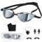 Occhialini Nuoto Gara Unisex Adulto, Occhialini Piscina Arena con un Panno Specchio Anti UV Anti Appannamento Cinturino Regolabile Ponte Nasale Sostituibile per Adulti Adolescenti, Nero Placcato Rosso
