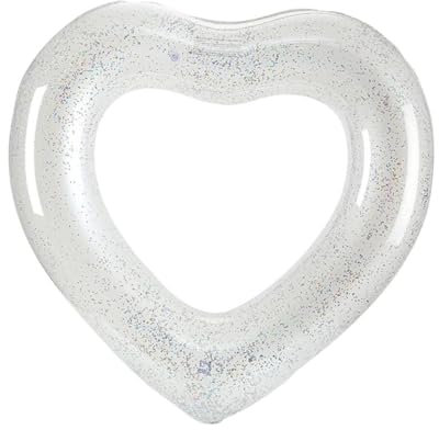 Schwimmring für Erwachsene,Schwimmreifen mit Herz Aufblasbar Wasserspielring,Dicke PVC Pool Aufblasbar Schwimmen Ring Sommer Schwimmbad Wasser Outdoor Spielzeug Party Zubehör(48cm) (weiß)