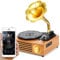 Bluetooth Gramophone Vinyl Record Player, Horn Shape with Built-in Stereo Speakers, SD Card Player, 3 Speed Settings for Hotels, Clubs, Bars, Yoga Studios