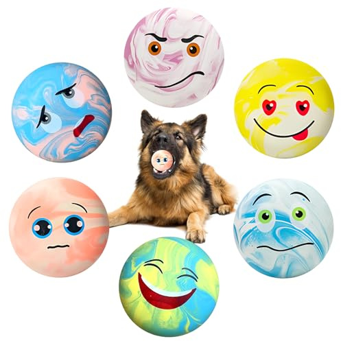 PORFOYO Quietschende Hundebälle, 6 Stück Quietschendes Hundespielzeug, Quietschball Für Hunde, Hundeball Unzerstörbar, Weiches Latex Bouncy Fetch Bälle Für Große, Mittelgroße, Kleine Hunde (Bunt)