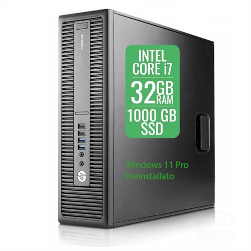 HP EliteDesk 800 G2 SFF Computer PC Desktop Intel Core i7 6th, 32 GB RAM, SSD 1000 GB, WiFi USB, Windows 11 Pro + Libre Office (Ricondizionato)