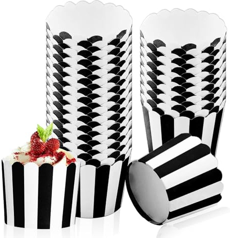 50 PCS Cupcake Cases, Greaseproof Muffin Liners Baking Paper Cups Mini Cupcake Wrappers Packaging Muffins Cup for Wedding Party Birthday (Black)