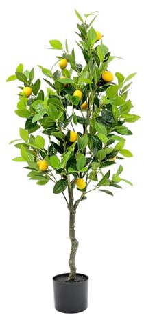 Kunstpflanze Zitronenbaum mit Früchten, Höhe 120 cm | Kunstbaum, große künstliche Pflanze, im Topf, Zimmerpflanze, Dekobaum sehr realistisch