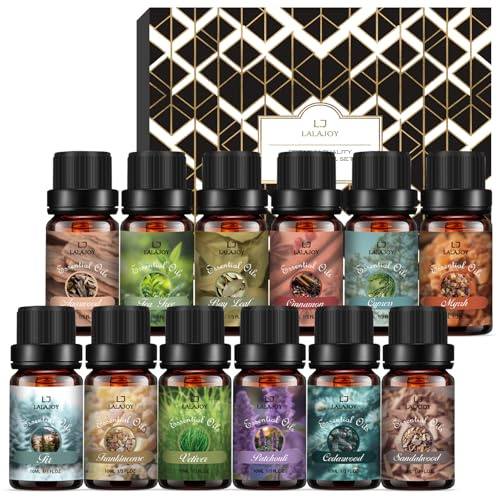 Ätherische Öle Set für Diffuser, 12 x 10ml Naturrein Aromatherapie Holziges | Duftöl GeschenkSet für Diffusor, Seife, Kerzenherstellung, Luftbefeuchter, SPA, Geschenke für Geburtstag, Weihnachten