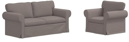 HETFTJN 2er Sofa Set Taupe 175 cm & 95 cm Breit Stoffbezug Metallgestell Ergonomisches Mini Wohnzimmer Couch Modernes Design Robust und Langlebig für Living Room Bedroom Loft