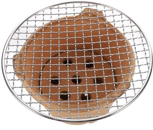 CHILDWEET Miniatur Tonofen Holzkohlegrill Leicht und Tragbar mit Grillrost für Outdoor Kochen im Garten und Aktivitäten im Freien Beige Keramik Zufällige Farbe