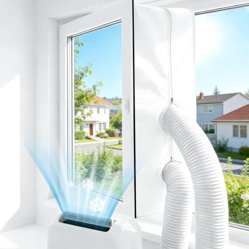 400cm Fensterabdichtung für mobile Klimageräte, Wäschetrockner, Ablufttrockner, Klimagerät Fenster Klima Abdichtung für Dachfenster, Flügelfenster, Schiebefenster, Kippfenster