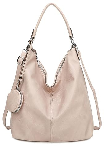 OBC Damen Tasche Shopper Hobo-Bag Schultertasche Umhängetasche Handtasche Damentasche Reisetasche Beuteltasche Leder Optik Rosa
