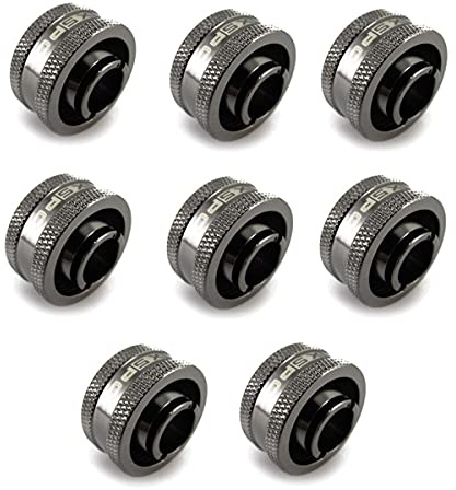 XSPC G1/4 to 1/2 ID 3/4 OD Compression Fitting V2 - Black Chrome (8 Pack)