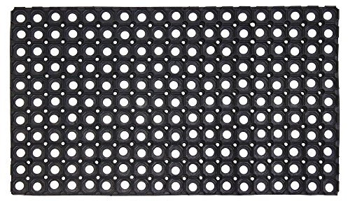 SrS Rugs® Rubber Mats Outdoor Entrance Non Slip Anti Fatigue Drainage Holes (Rondo Rings, 40cm x 60cm)