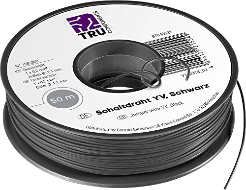 TRU COMPONENTS 1565380 Schaltdraht Yv 1 x 0.20mm² Schwarz 50m