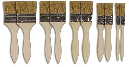 Set di 10 pennelli per pittori, diversi formati, pennelli per pittura, pennello piatto, pennello per vernice, pennello per colorare, pennello largo, set di pennelli