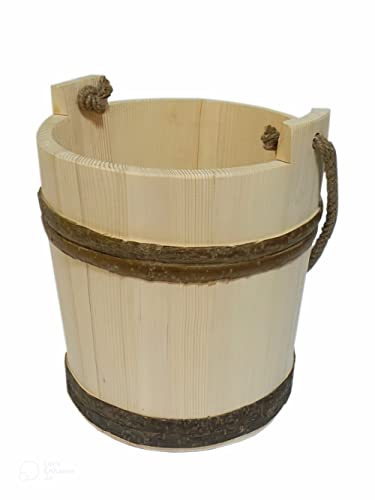 COLLECTOR Seau en Bois avec poignée 5L - Pot de Fleurs, Pot de Sauna très Solide à l'ancienne