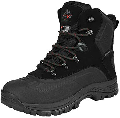 NORTIV 8 Men's Waterproof Hiking Winter Snow Boots, Black/1, 12