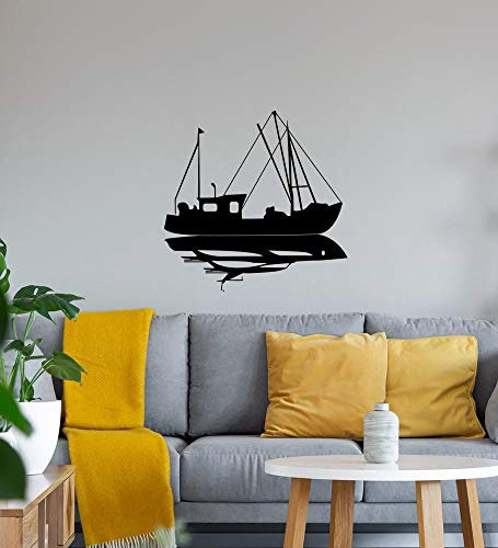 Shirt84.de Sticker mural Motif cutter de poisson vs. yacht 46 x 45 cm