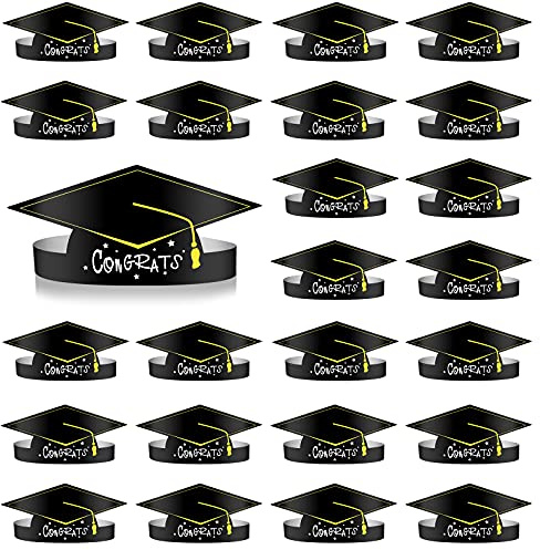 MIAHART 30 Pezzi Cappelli di carta per la cerimonia di laurea Tappo con corona regolabile per decorazione