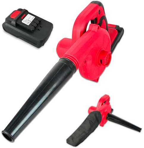 FISHTEC - Mini Souffleur de Feuilles Electrique - Réversible en Aspirateur avec Sac de Récupération - Longueur du Câble 180cm - 500 W - 40CM - Vert - Compact, Pratique et Léger - Jardin (Rouge)